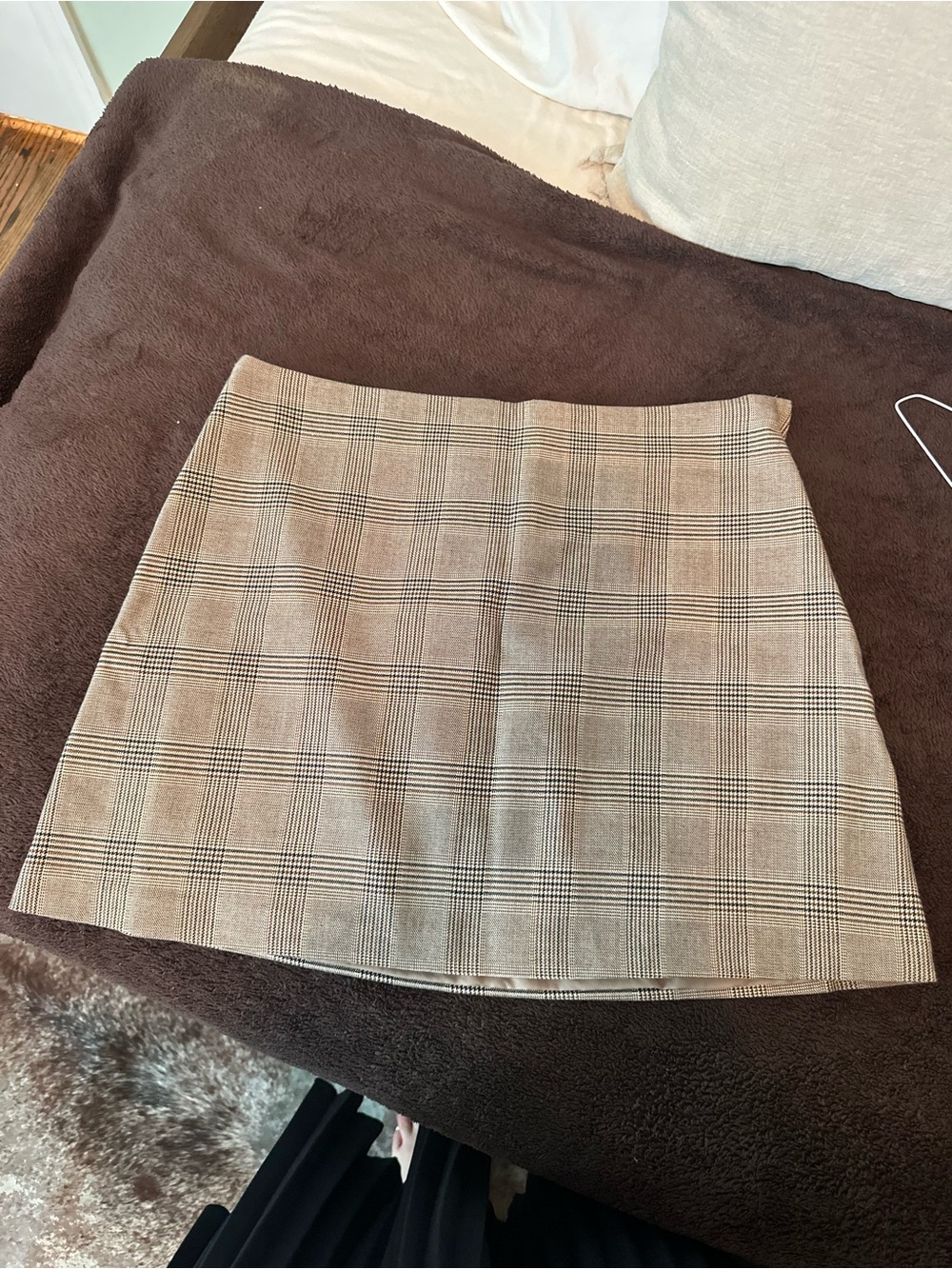 Plaid Mini Skirt in Beige and Black - Classic Women's Skirt